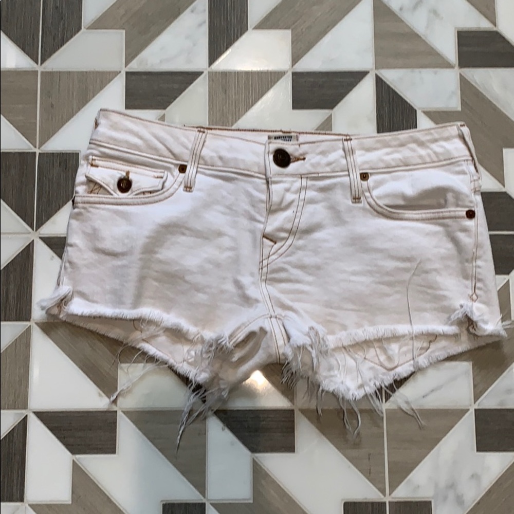 True Religion Jean Shorts White